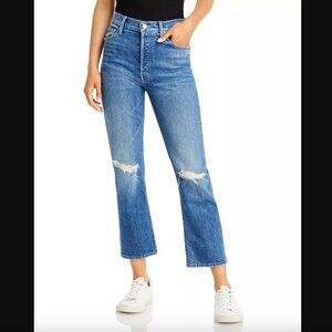 MOTHER The Tomcat Distressed Crop Jeans in Playing with Scissors 29"